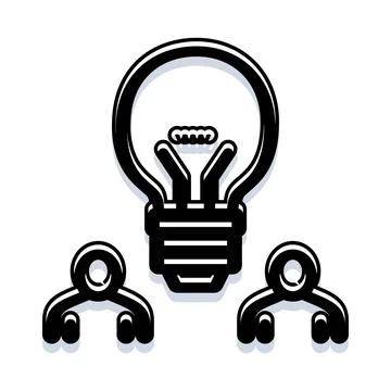 Light bulb icon with small people figures Stock Illustration