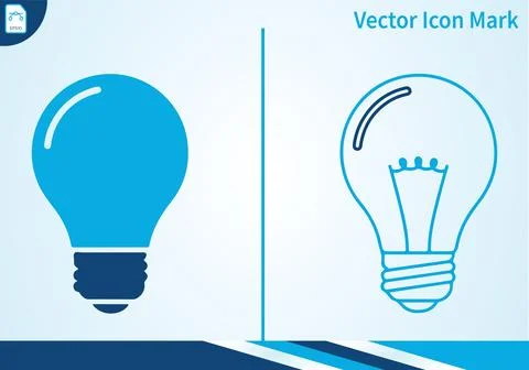 Light bulb icon solid and outline blue color. Ilustración de archivo