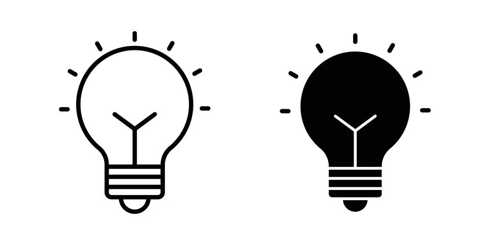 Light bulb icon symbol. Flat and Stroke Vector illustration Stock Illustration
