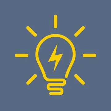 Light bulb icon in which lightning is inside. Stock Illustration