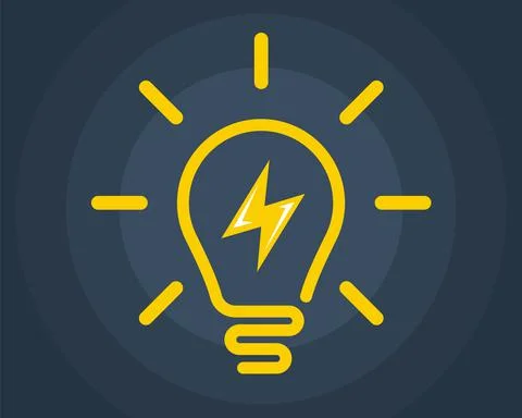Light bulb icon in which lightning is inside. lighting pictogram. Stock Illustration