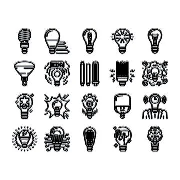 Light bulb icons representing creativity, ideas, and innovation Stock Illustration