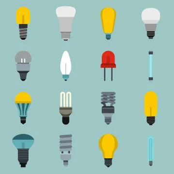 Light bulb icons set, flat style イラスト素材