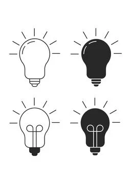 Light Bulb Idea and Creative Innovation Icon Set Stock Illustration