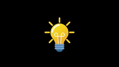 Light Bulb Idea Animation Glowing Icon on Black Background Stock Footage 314103440