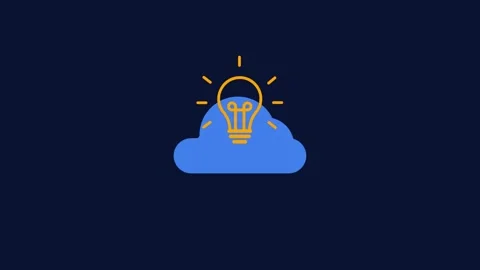 Light bulb idea blinking on cloud animation isolated on blue background Stock Footage 337056317