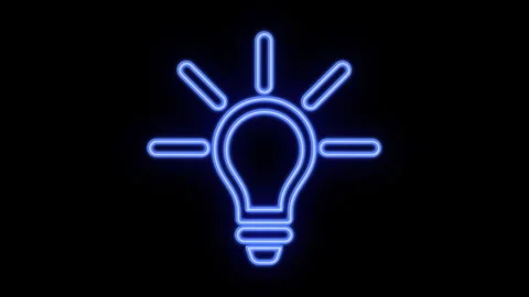 Light Bulb Idea Blue Neon Icon. Sign on a Black Background. Web Concept. Stock Footage 241998758