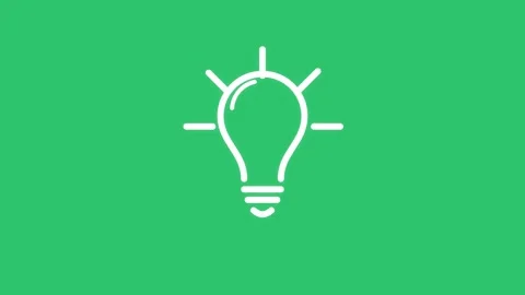 Light bulb idea concept animation simple illustration on green background Stock Footage 346726403
