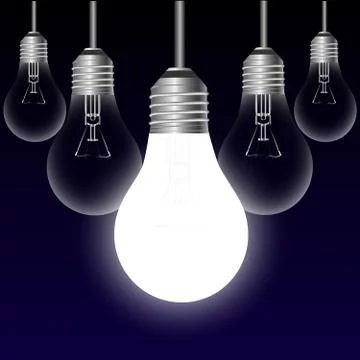 Light bulb idea concept on a black background . vector illustration Stock Illustration