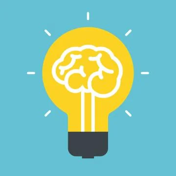 Light bulb idea. Concept of brain. Illustrazione stock