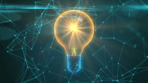Light bulb idea concept. Connected dots. Seamless loop Видео 97079180