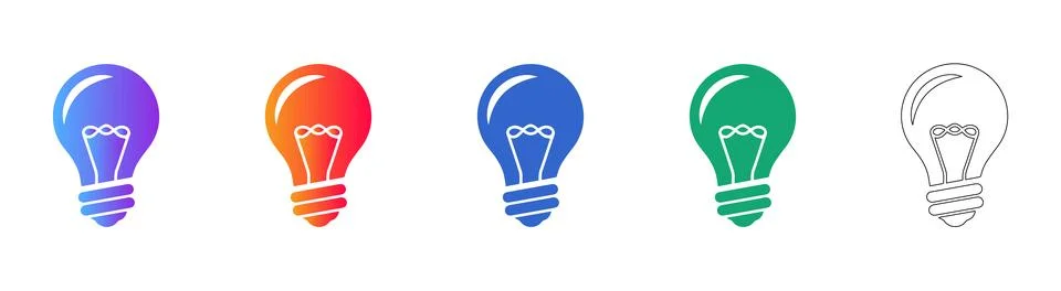 Light Bulb Idea Concept Icon Set Stock Illustration