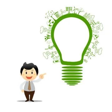 Light bulb idea with creative drawing environment ecology concept 스톡 일러스트