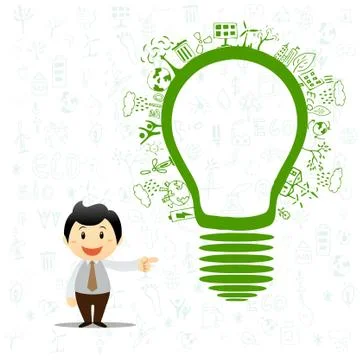 Light bulb idea with creative drawing environment ecology concept Stock Illustration