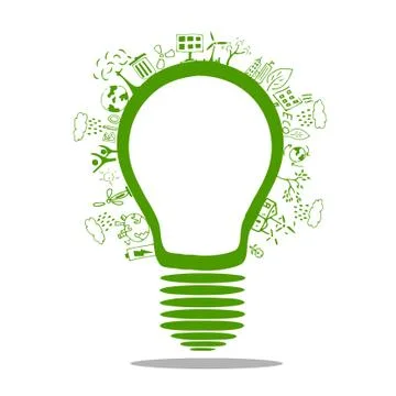 Light bulb idea with creative drawing environment ecology concept Stock Illustration