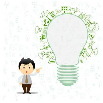 Light bulb idea with creative drawing environment ecology concept Stock Illustration