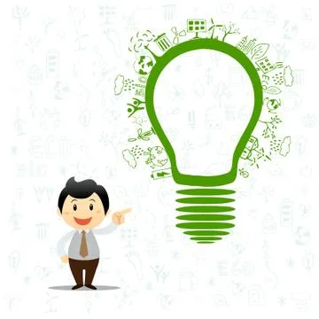 Light bulb idea with creative drawing environment ecology concept Stock Illustration