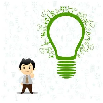 Light bulb idea with creative drawing environment ecology concept Stock Illustration