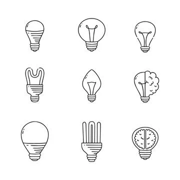 Light bulb idea doodle line vector illustration Stock Illustration