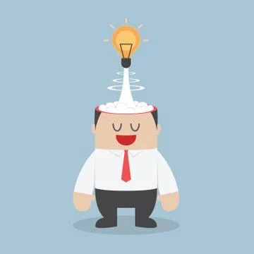 Light bulb of idea exploding from businessman head Stock Illustration