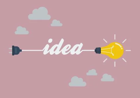 Light Bulb Idea in Flat Style Stock Illustration
