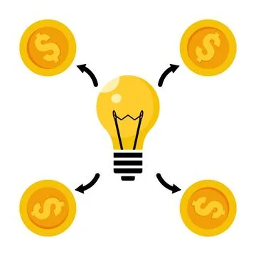 Light Bulb Idea Generating Money Vector Illustration Illustrazione stock