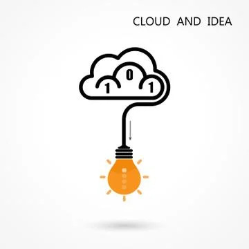 Light Bulb Idea Icon and Cloud Logo Vector Design Template.Computer and data Stock Illustration