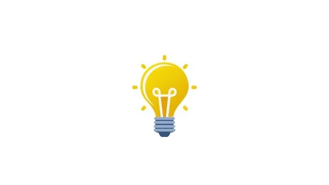 Light Bulb Idea Icon Animation, Shining Yellow Light Bulb on White Background Stock Footage 314103450