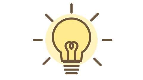 Light Bulb Idea Icon Animation on White Background Flat Design Seamless Loop Stock Footage 345371611