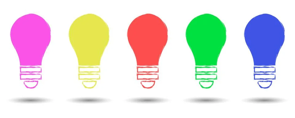 Light bulb idea icon set many color isolated on white. Vector EPS 10. Stock Illustration