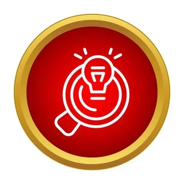 Light bulb idea inside magnifying glass search button 스톡 일러스트