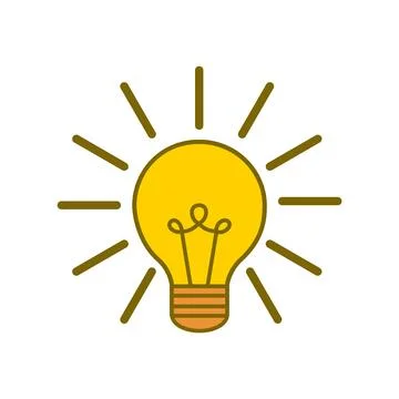 Light bulb idea, isolated flat icon design, Icon bulb lighting. Stock Illustration