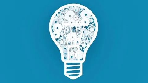 Light bulb with an idea mechanism. Idea mechanism. Stock Footage 127381192