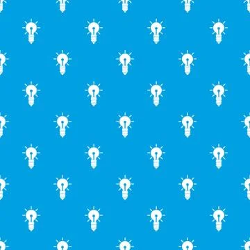 Light bulb idea pattern seamless blue Illustrazione stock