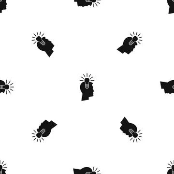 Light bulb idea pattern seamless black Illustrazione stock