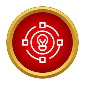 Light bulb idea process network button icon Stock Illustration