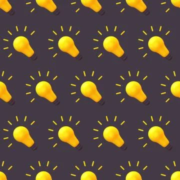 Light bulb idea seamless pattern creative concept. Minimal concept idea of ye Stock Illustration