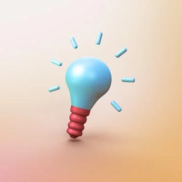 Light bulb idea symbol - stylized 3d CGI icon object Stock Illustration