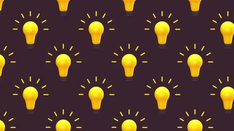 Light bulb idea yellow color Minimal Motion art seamless pattern 4k motion Stock Footage 153619786