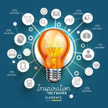 Light Bulb Ideas concept template. Stock Illustration