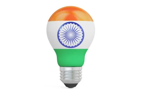 Light bulb with India flag, 3D rendering Stockillustratie