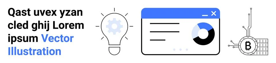Light bulb indicates innovation, analytics dashboard represents data analysis Stock Illustration