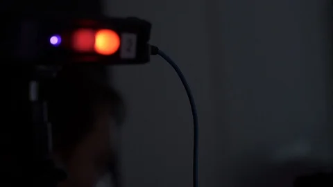 Light bulb indicator on camera close up Video stock 129639884