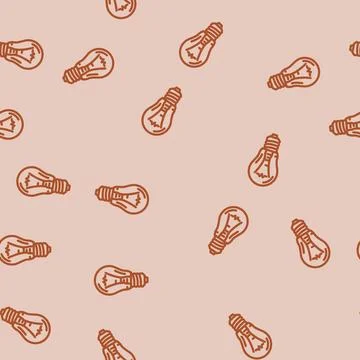 Light bulb industry line vector seamless pattern Illustrazione stock
