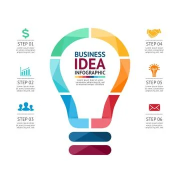 Light bulb infographic. Template for circle diagram, graph, presentation and Illustrazione stock