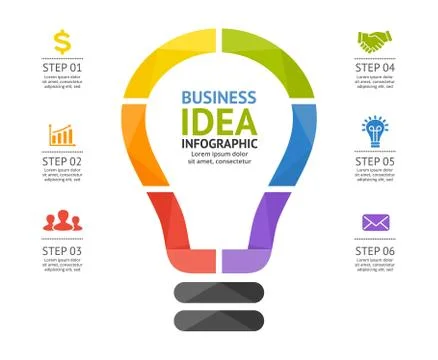 Light bulb infographic. Template for circle diagram, graph, presentation and Stock Illustration