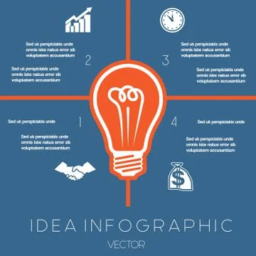 Light bulb infographics template four positions Stock Illustration