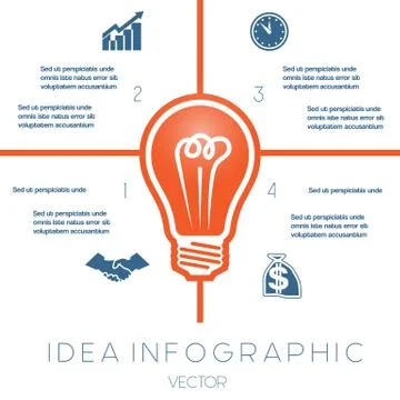 Light bulb infographics template on four positions Stock Illustration