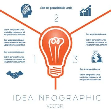 Light bulb infographics template on three positions Stock Illustration