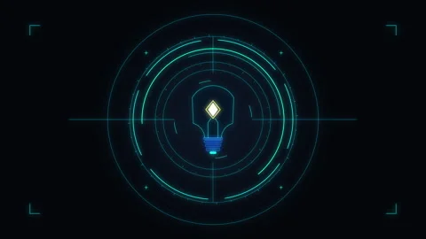Light bulb innovation, digital technology, circular data, cyber security, n.. Stock Footage 348341682